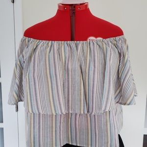 Kimchi Blue ruffle off shoulder crop top